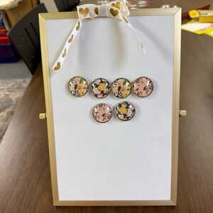 Gold Framed Magnetic Dry Erase Board w/ Marker& 6 Magnets- 8x12 Home School